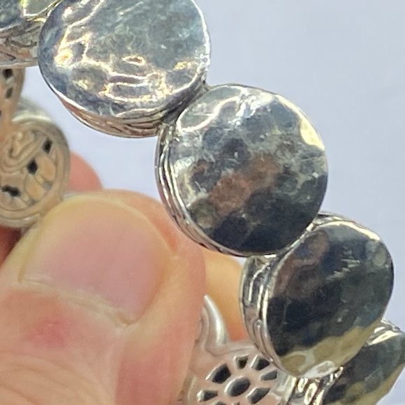 John Hardy Silver & 18K Yellow Gold Dot Hammered Flex Cuff bracelet 38.5g JR7124 - Picture 8 of 12